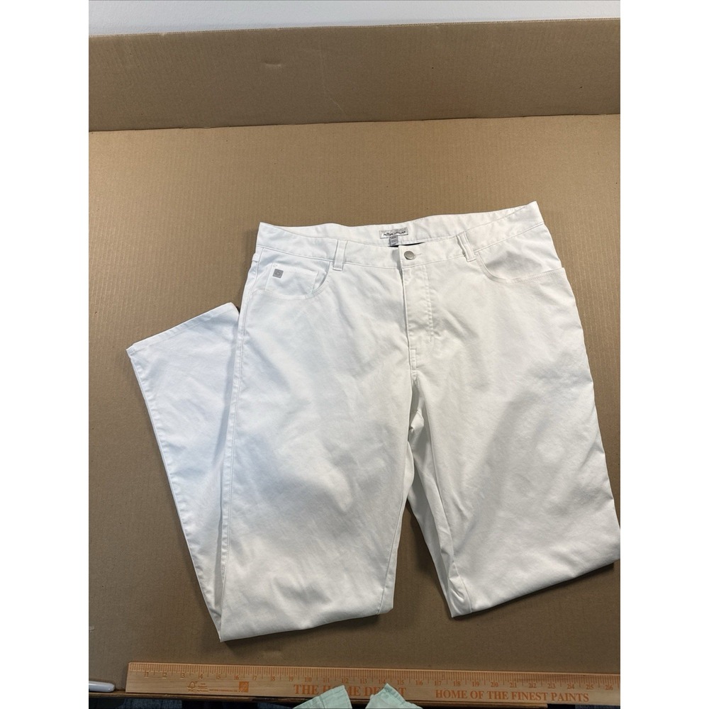 Peter Millar Crown Crafted Pants Mens Size 38x34 White  Performance Golf Stretch